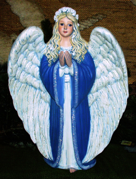 Großer stehender GARE-Engel – 51 cm hoch – Handarbeit aus Keramik – liebevoll und detailreich bemalt – Unikat