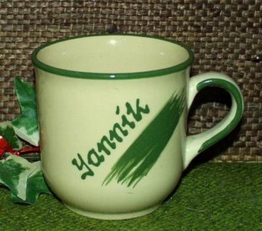 Ceramic Cup - cream - mug with fixed name: Yannik
