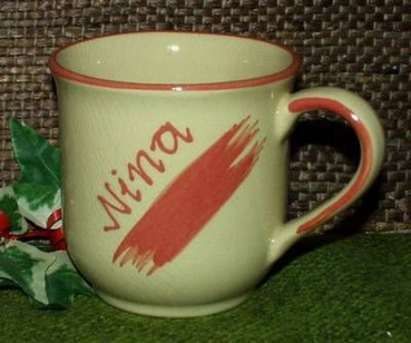 Ceramic Cup - cream - mug with fixed name: Nina