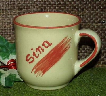 Ceramic Cup - cream - mug with fixed name: Sina