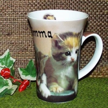 Keramik-Tasse  - Becher mit Wunschname – Katzen-Motiv