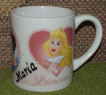 Keramik-Tasse  - Becher mit Wunschname – 3 Motive: Disney Princesse