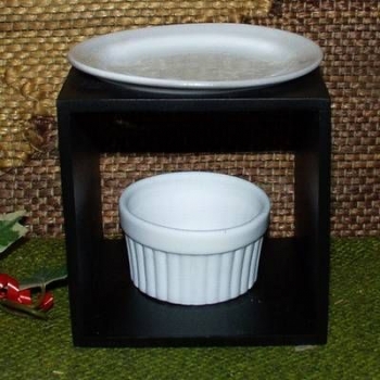 Duftlampe mit Duftschale und Teelicht-Einsatz – 10 x 10 cm - schwarz/weiß