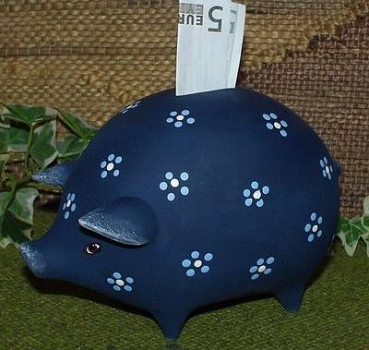 Sparschwein mit Blümchen – mit hochwertigem Metallschloss und Schlüssel - 17 x 10,5 cm – Bemalung nach Ihren Wünschen – Handarbeit