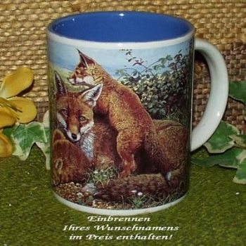 Decal – Fuchsfamilie – Rundum-Motiv für Tasse – 19 x 9 cm