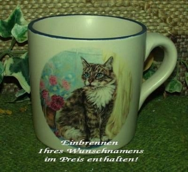 Keramik-Tasse  - Becher mit Wunschtext – Motiv: 2 x Hase / Brown Hare