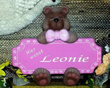 Keramik-Türschild – Teddy – 22 x 20 cm – Farbgestaltung auf Wunsch – Handarbeit