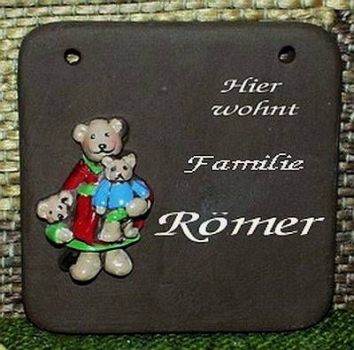 Türschild - Platte - Größe – 10 x 10 cm – mit Bohrlöchern zum Anschrauben – Schrühware