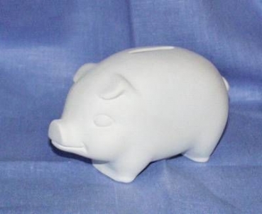 Sparschwein - klein - mit Metallschloss und Schlüssel - 10 x 8 cm – Schrühware