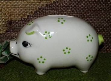 Sparschwein - klein - mit Metallschloss und Schlüssel - 10 x 8 cm – Schrühware