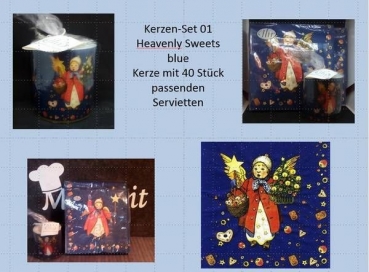 Windlicht / Kerze mit 40 Servietten - Heavenly Sweets