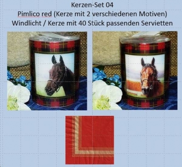 Windlicht / Kerze mit Servietten - Pimlico red