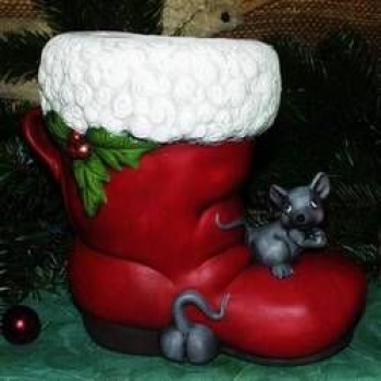 Nikolausstiefel mit Mäusen – 22 x 19,5 cm – Schrühware