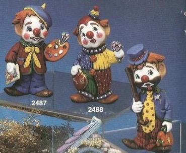 Clowns in 3er-Set – Maier, Erwin & Valentin – je 18,7 cm hoch – Schrühware