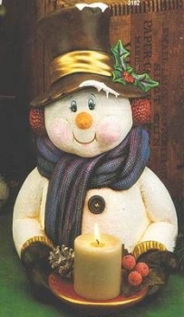 Schneemann-Deko mit Gebäck-/Kerzenteller – 49 cm hoch - Schrühware