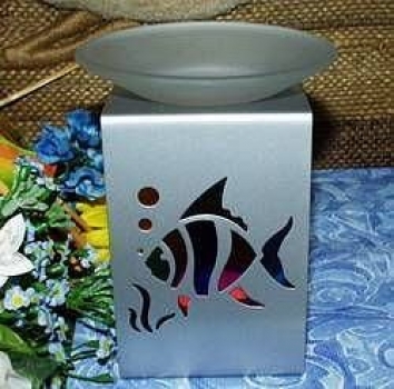 Metall-Duftlampe mit Glasbehälter – Motiv Fisch