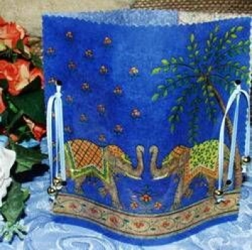 Lantern made of laminated motif for tealight - Elefanten - blau