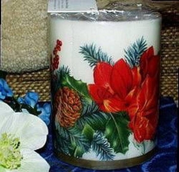 Windlicht / Kerze - Amaryllis Wreath cream