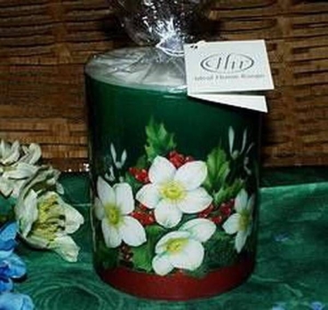 Windlicht / Kerze - Winter Bouquet green