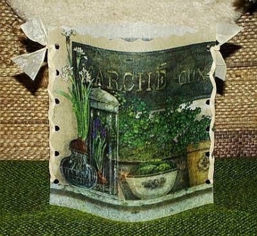 Lantern made of laminated motif for tealight -  Kräuterbank