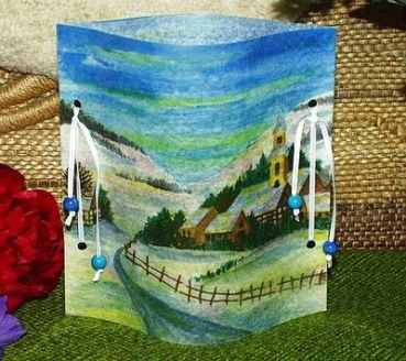 Folienwindlicht für Teelicht – Winterlandschaft
