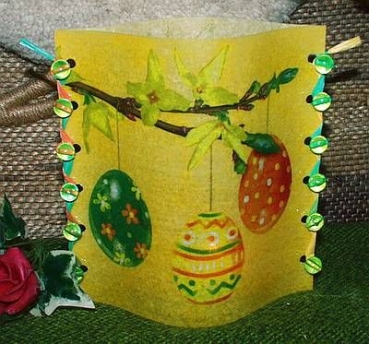 Lantern made of laminated motif for tealight – Ostereier