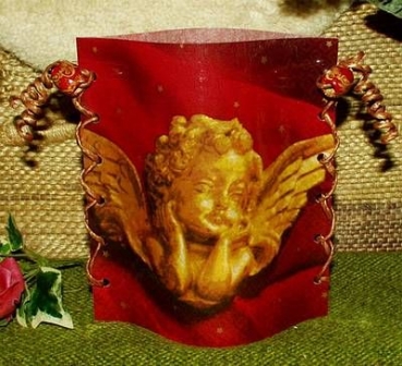 Lantern made of laminated motif for tealight -  Engel