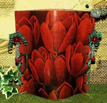 Lantern made of laminated motif for tealight - Rote Tulpen