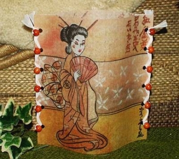 Lantern made of laminated motif for tealight – Kleine Geisha