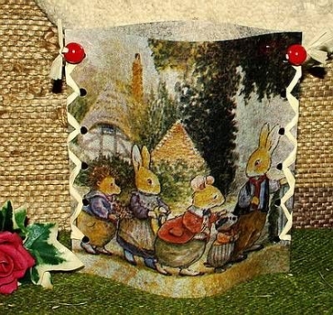 Lantern made of laminated motif for tealight - Osterbesuch