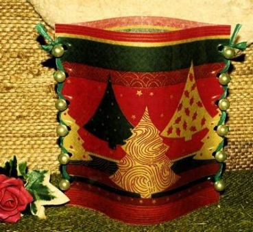 Lantern made of laminated motif for tealight – Weihnachtsbäume