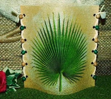 Lantern made of laminated motif for tealight – Palmenblatt