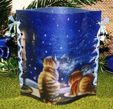 Lantern made of laminated motif for tealight - Katzen am Fenster