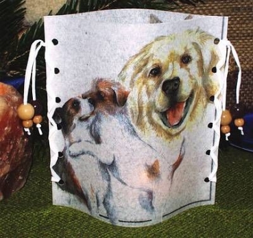 Lantern made of laminated motif for tealight - Hunde