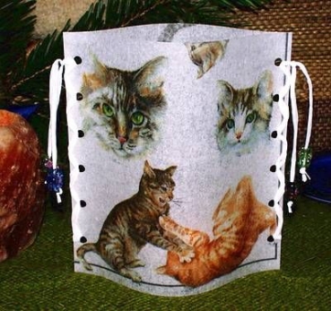 Lantern made of laminated motif for tealight - Katze