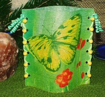 Lantern made of laminated motif for tealight -  Schmetterling