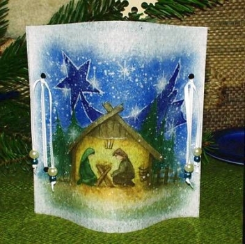 Lantern made of laminated motif for tealight - Heilige Nacht