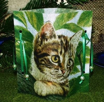 Lantern made of laminated motif for tealight – Katze