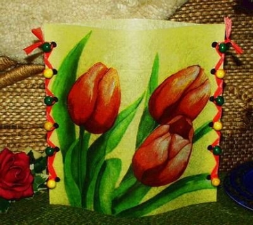 Lantern made of laminated motif for tealight – Tulpen