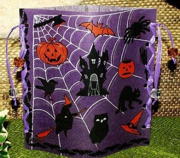 Lantern made of laminated motif for tealight - Halloween