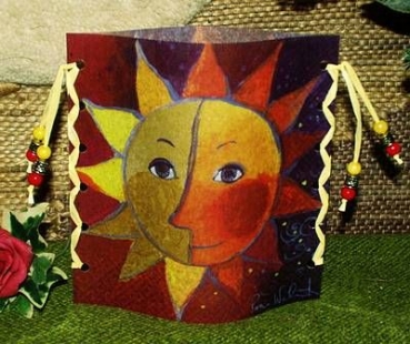 Lantern made of laminated motif for tealight – Sonne