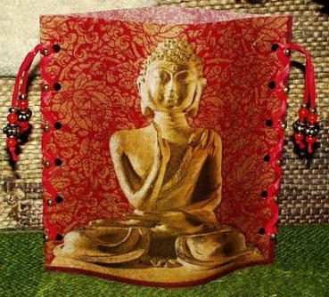 Lantern made of laminated motif for tealight – Buddha