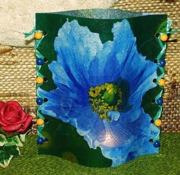 Lantern made of laminated motif for tealight - Blauer Mohn