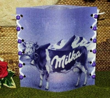 Lantern made of laminated motif for tealight - MILKA-Kuh