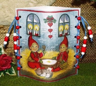 Lantern made of laminated motif for tealight - 2 Wichtel