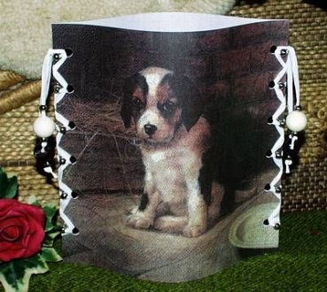 Lantern made of laminated motif for tealight - Hund
