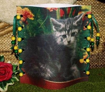 Lantern made of laminated motif for tealight - Katze