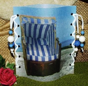 Lantern made of laminated motif for tealight - Strandkorb