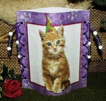 Lantern made of laminated motif for tealight - Katze