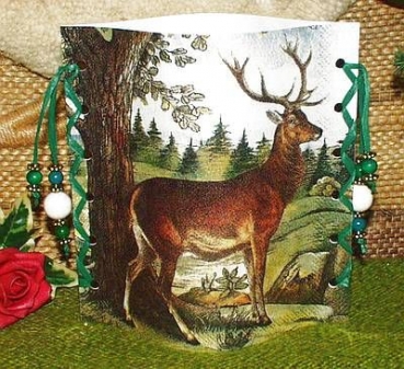 Lantern made of laminated motif for tealight - Hirsch